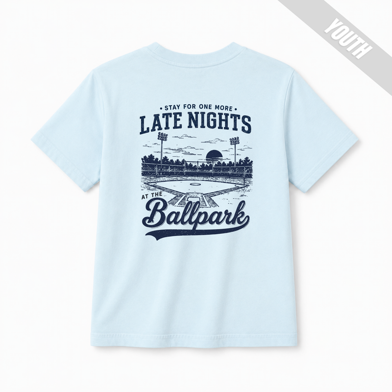Late Nights at the Ballpark Youth Baseball T-Shirt